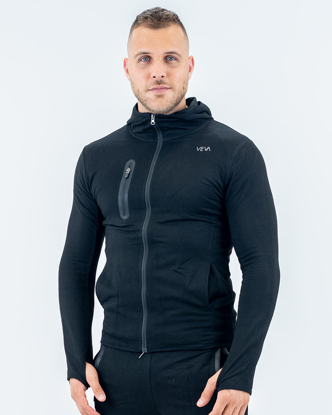 Aero jacket mighty black, VEVAwear men's zip jacket