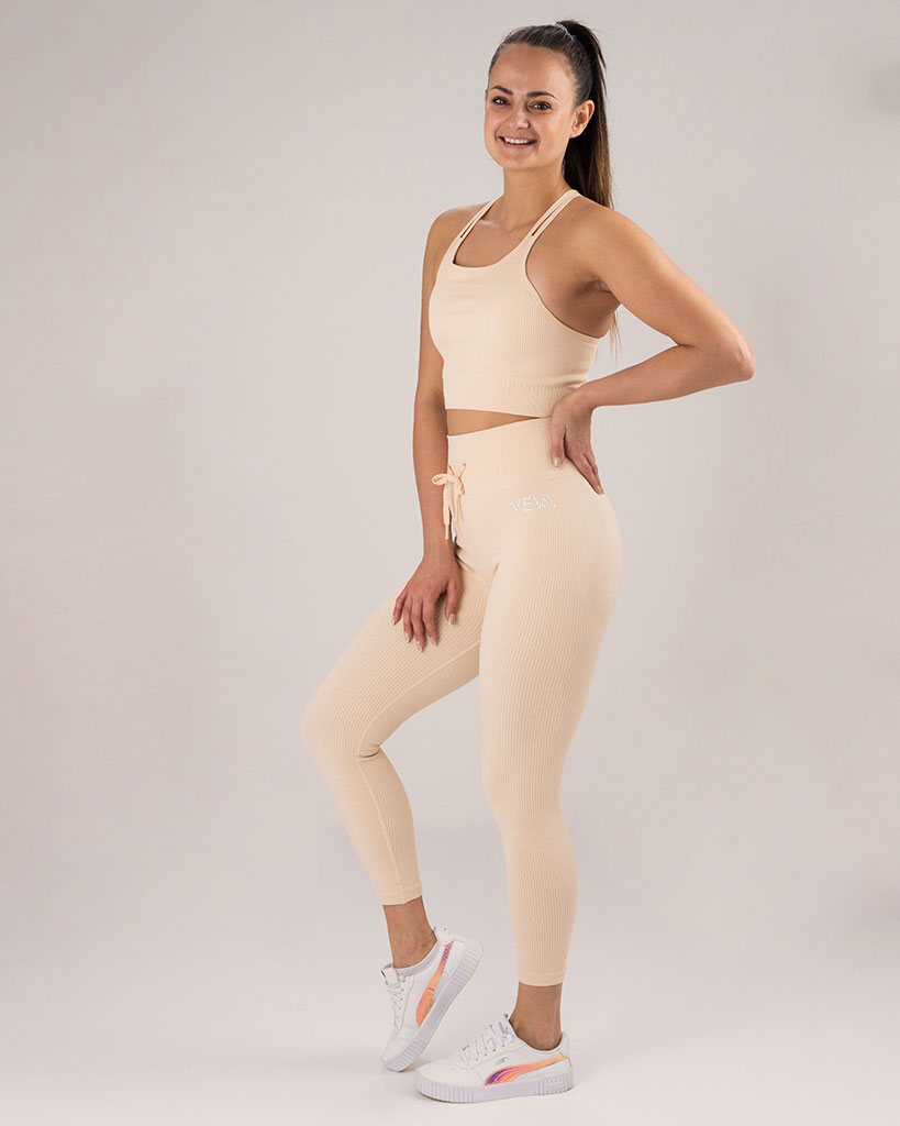 VEVAwear Luxe Ribbed Set Apricot Yellow – front view