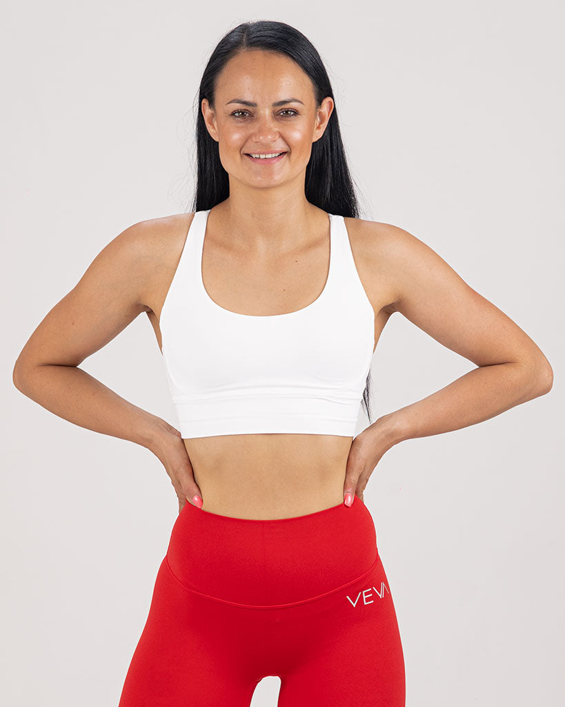 VEVAwear Feather Short Sports Bra White – pogled s strani