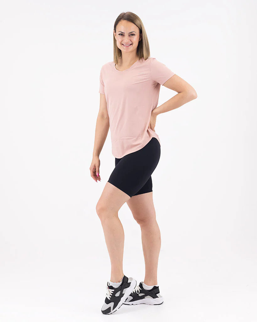 VEVAwear Feather T-shirt Powder Pink – pogled s strani