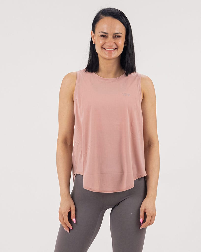 VEVAwear Casual Sleeveless Shirt Vintage Pink – front view
