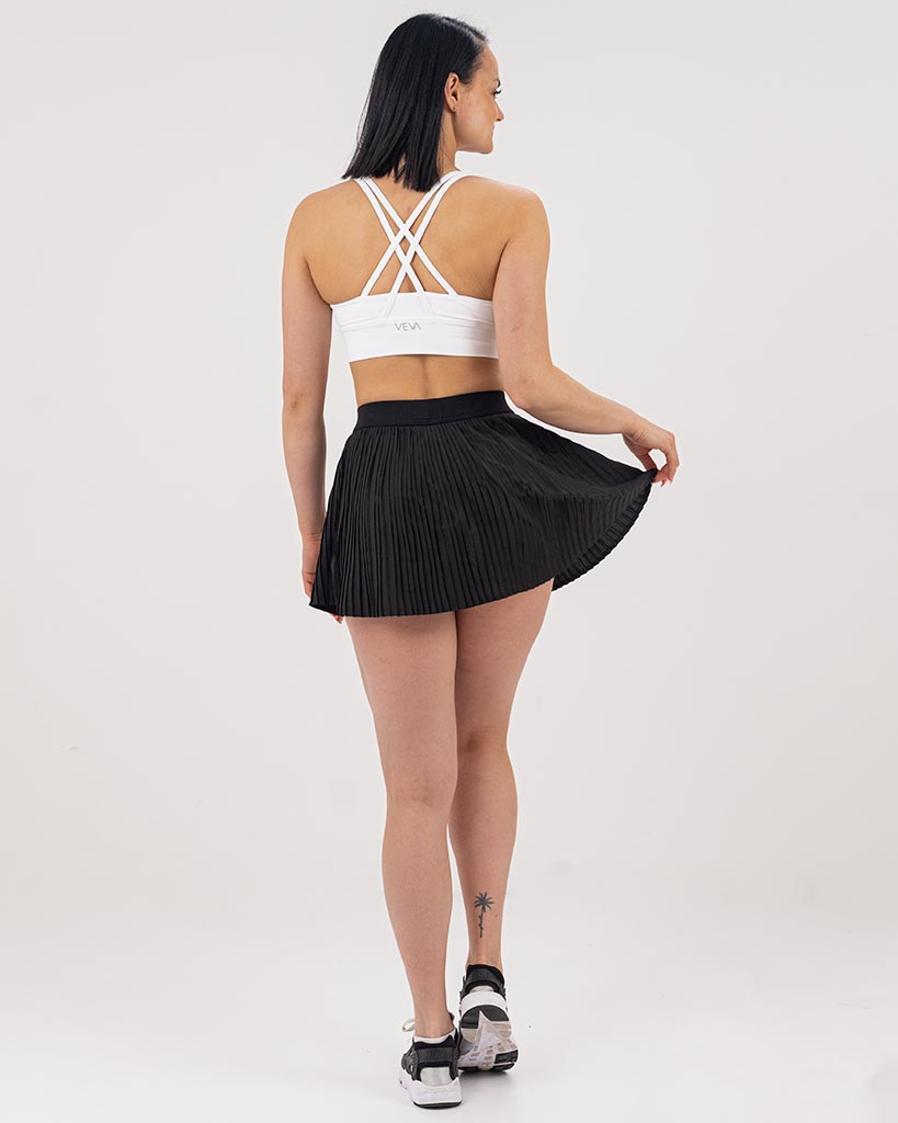 VEVAwear Casual Pleated Skirt Mighty Black – back view