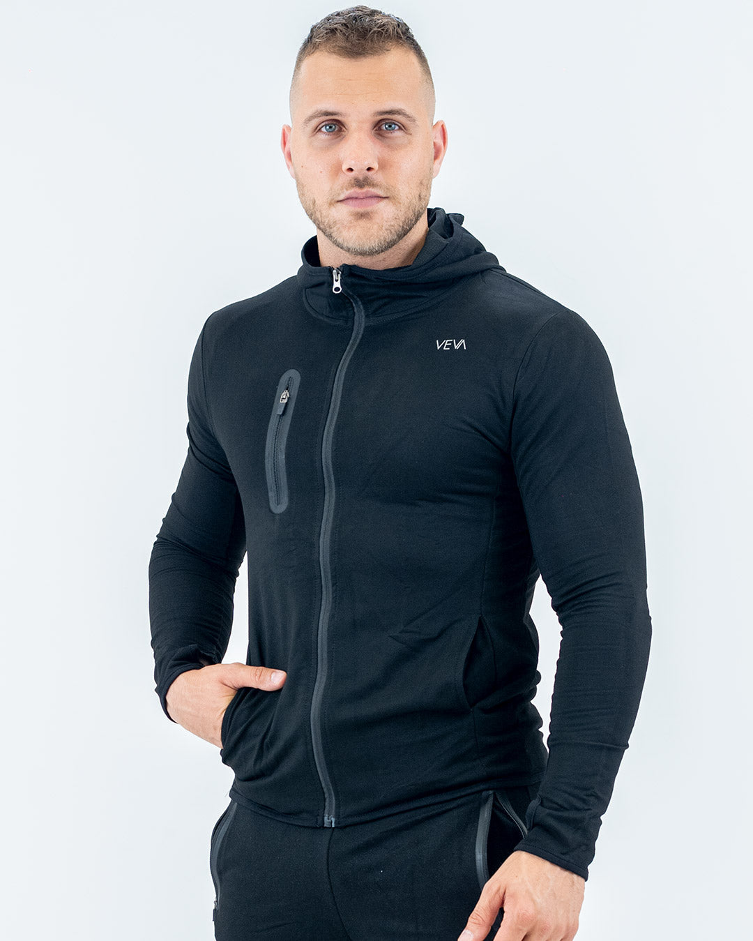 Aero jacket mighty black, full-length view on model