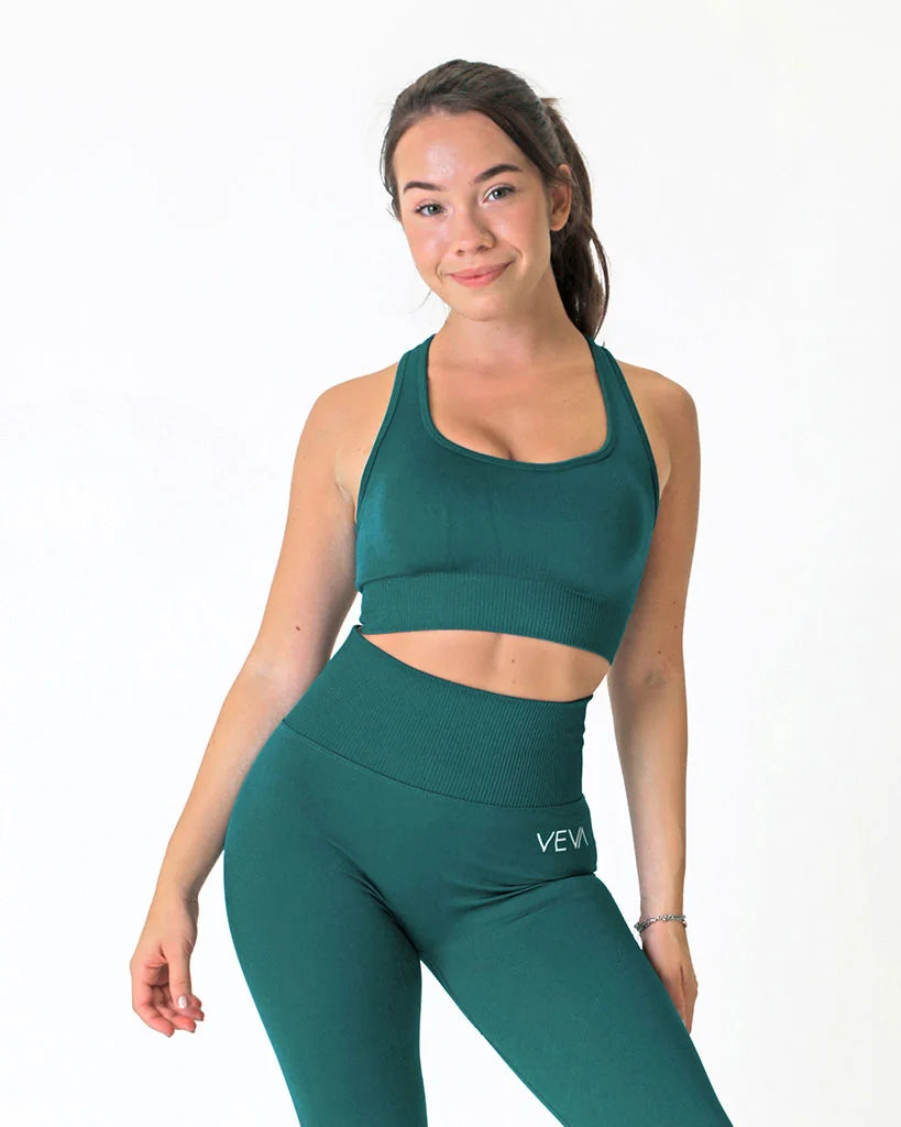 VEVAwear Confident Sports Bra Natural Green – pogled spredaj