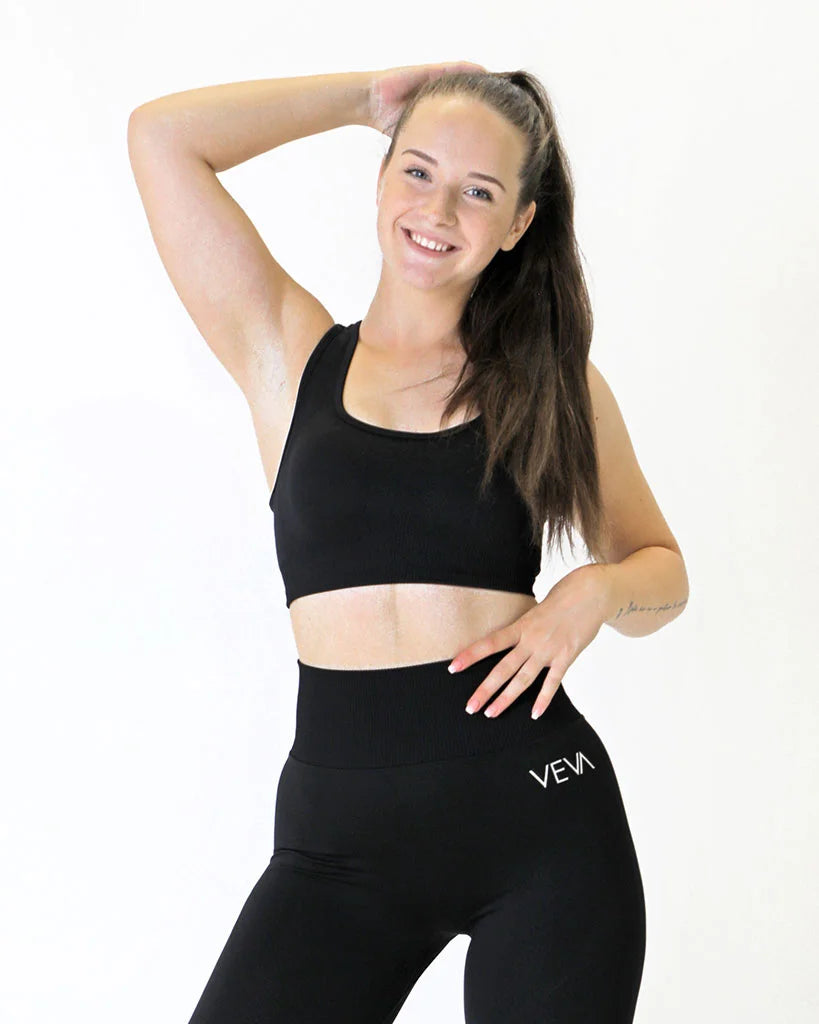 VEVAwear Confident Sports Bra Mighty Black – pogled spredaj