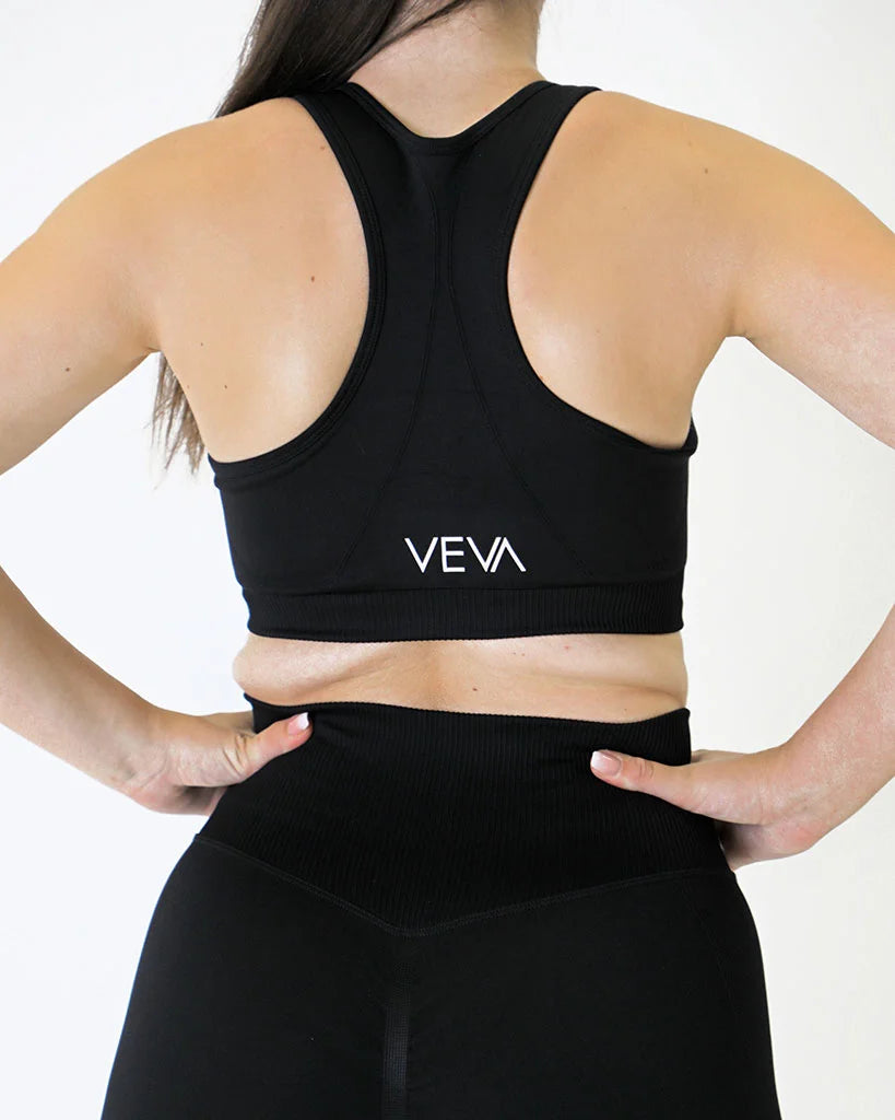 VEVAwear Confident Sports Bra Mighty Black – pogled zadaj