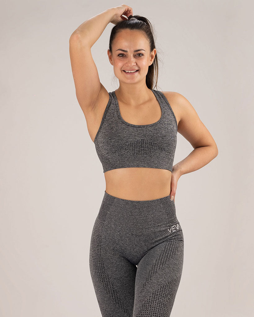 VEVAwear Active Sports Bra Gray – pogled spredaj
