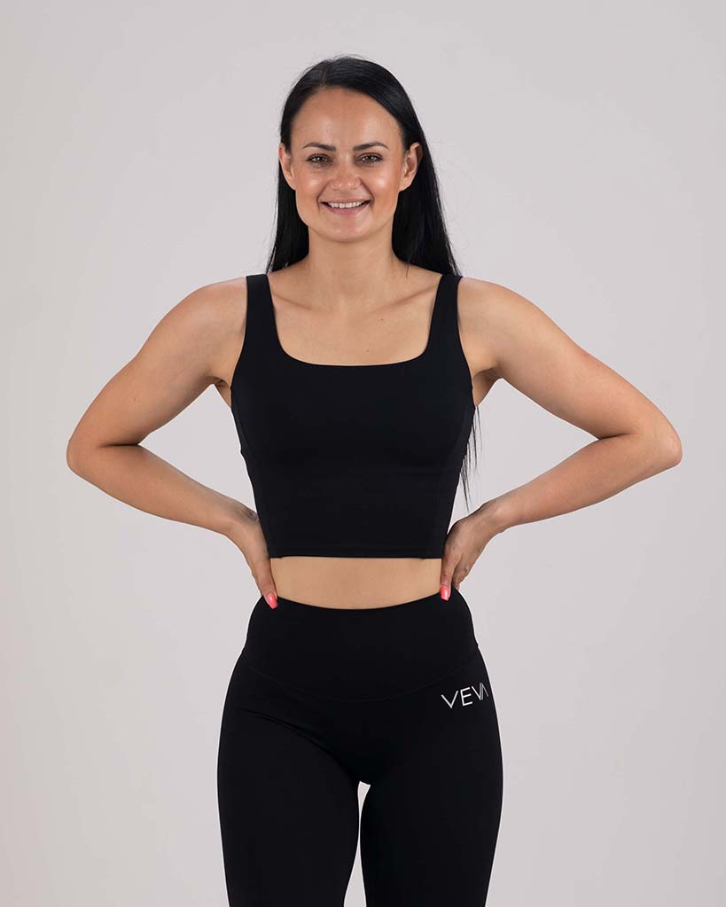 VEVAwear Feather Long Sports Bra Mighty Black – detajlni posnetek