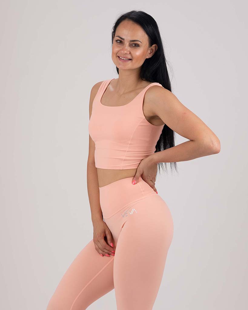 VEVAwear Feather Long Sports Bra Peach – pogled spredaj