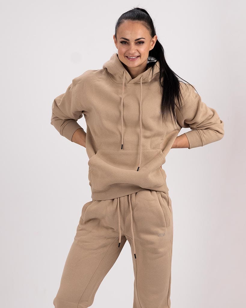 VEVAwear Soft Hoodie Sand Beige – pogled s strani