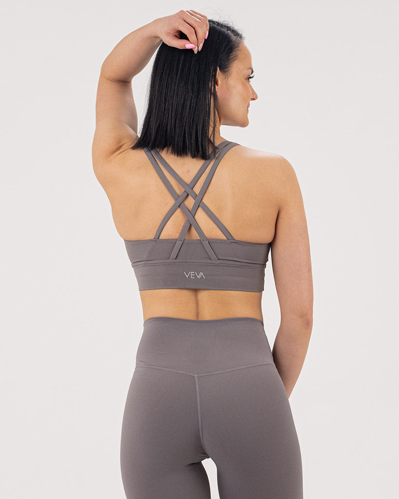 VEVAwear Feather Short Sports Bra Gray – pogled zadaj
