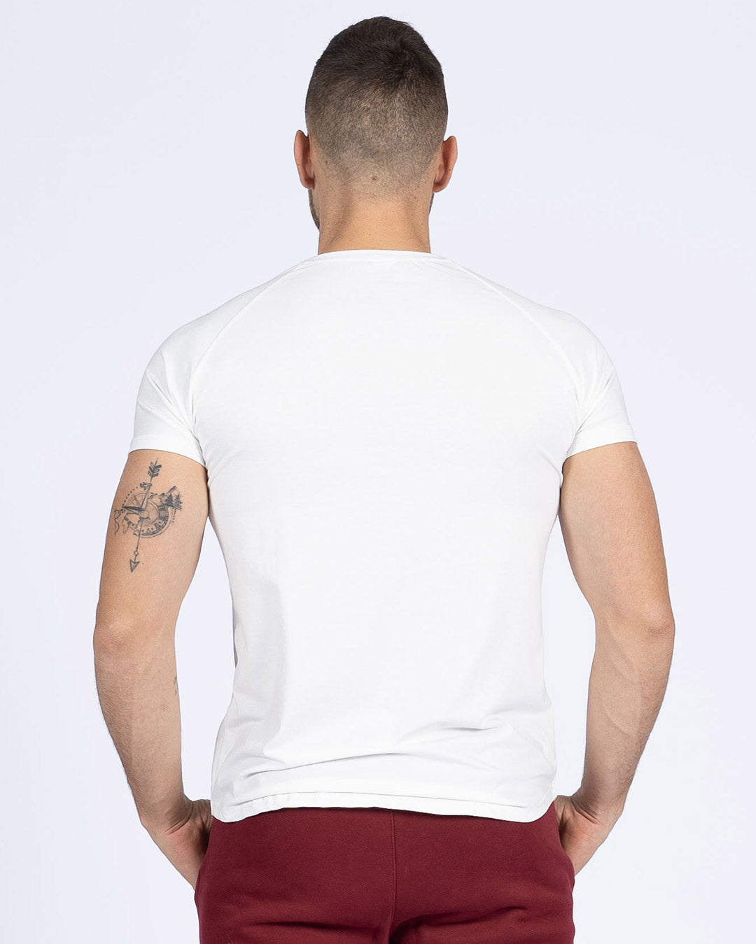 Ultra White Fit T-Shirt side view, curved hem detail
